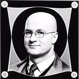 an old picture of a man wearing glasses