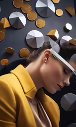 a woman with a headset and a blindfold