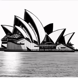 a black and white photo of the sydney opera house