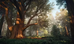 a large tree standing in the forest