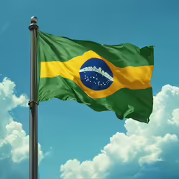 a flag of brazil flying on a pole