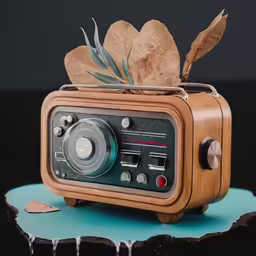 an old style wood radio on a cake