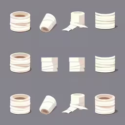 different types of rolls of paper are displayed