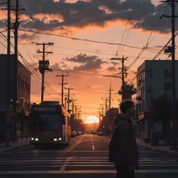 there is a male that is walking on the road