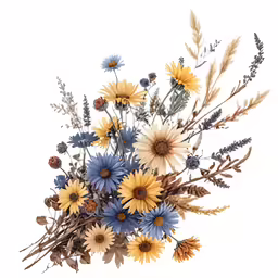 a bunch of wild flowers in a vase