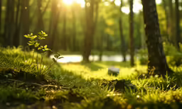 there is a plant growing in the middle of a forest