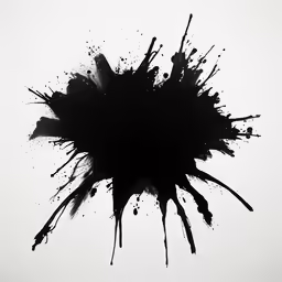 black ink streaks and spots on a white background