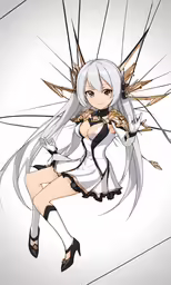 a anime girl with long hair, sitting in a room