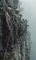 an image of many people that are climbing the rocks