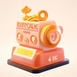 an orange and pink object with a camera on top