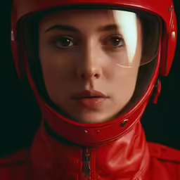 a person in a red jacket and helmet