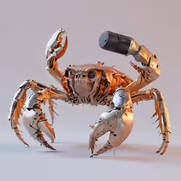 a robotic crab that is holding two hands