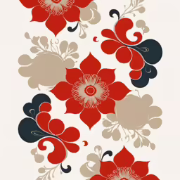 the background for a wall with red, white and blue flowers
