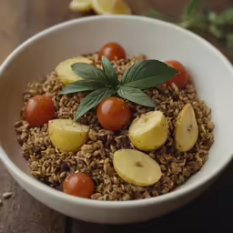 a bowl of food is shown with sliced bananas and apples