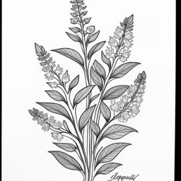 this drawing is made using pencil and paper,a black and white image of a flowering plant,this is an ink drawing of the plant,a black and white drawing of flowers,a drawing of flowers that are in pencil