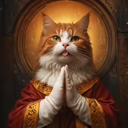cat dressed up like a king with a crown