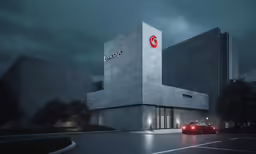a car is parked in front of a building