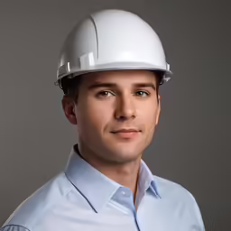 a close up of a man wearing a hardhat