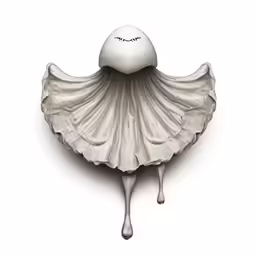 a close up of a shell with a ghost face