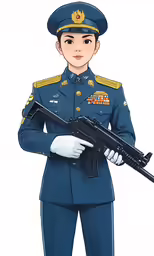 the female soldier is holding an aka