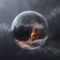 a photo taken in the night of a round object with fire inside