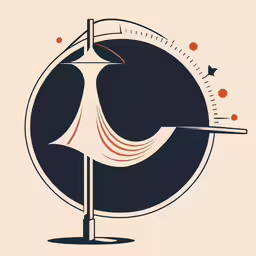 a circle with a wind indicator and orange dots