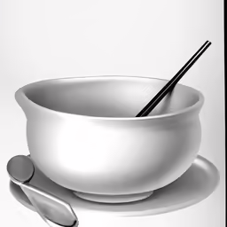 the large bowl has a black and white design on it