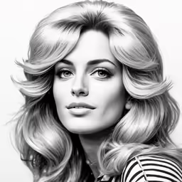 an attractive young woman posing with her long blond hair