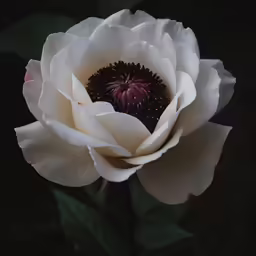 a large flower sitting on top of a lush green field