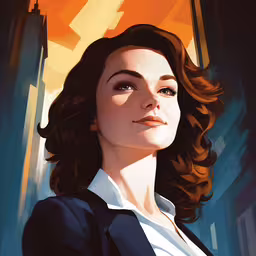 the character doctor who is wearing a business suit,a woman with brown hair and a white shirt is looking out the window