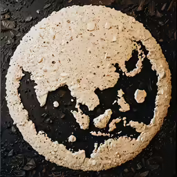 an oddly shaped piece of bread with googly paint on top