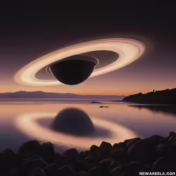 an art object in the sky and in a large body of water