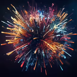 a very large and colorful exploding ball of fireworks