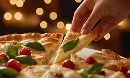 the person slices food off of the plate