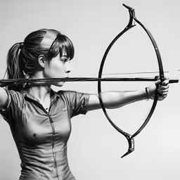 a woman with a bow and arrow in her hand