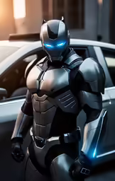 a male robot in an armored suit