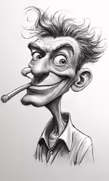 a drawing of a person in the air and blowing his nose
