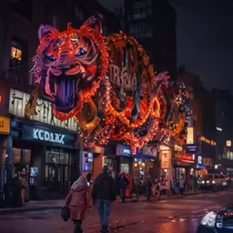 an image of a city street at night