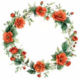 an orange flower frame on white background