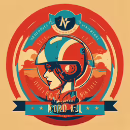 the artwork for an american motorcycle festival,a vintage motorcyclist illustration featuring a vintage helmet