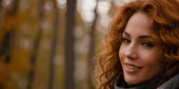 the red haired woman has bright, healthy hair