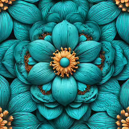 a blue and yellow flowers with large petals,a very large flower sitting in the middle of a bunch of blue flowers