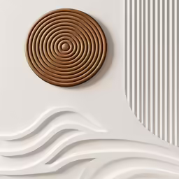 a brown circular object hanging from the side of a wall