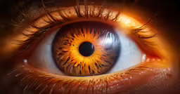 close up image of an eye with yellow iris