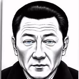an illustration of a man in a suit looking directly at the camera