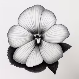 an intricately designed black and white flower with petals,the flower is shaped like a leaf
