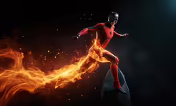 man in suit on rock fire