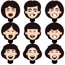 a group of images of some people with a hairdow,a collection of different facial expressions to learn to make a face