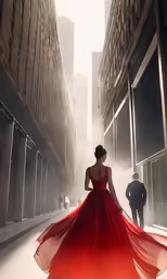 a beautiful woman walking down a city street