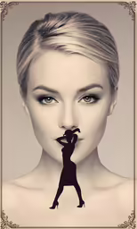 a woman with a nose that has a mustache